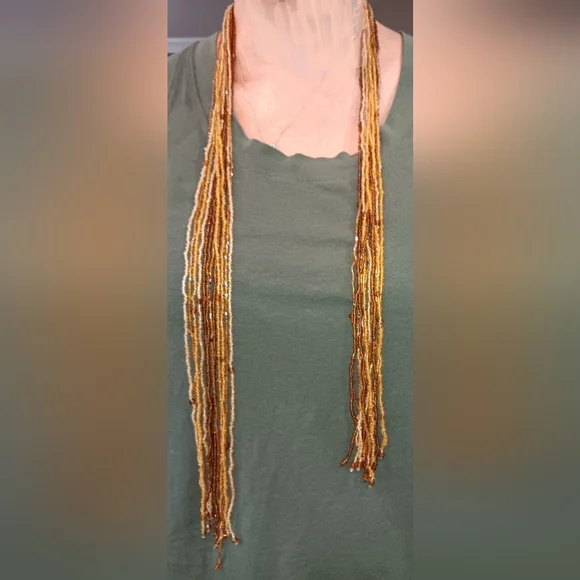 Multi Stranded Intricate Sead Beaded Necklace - Picture 2 of 7